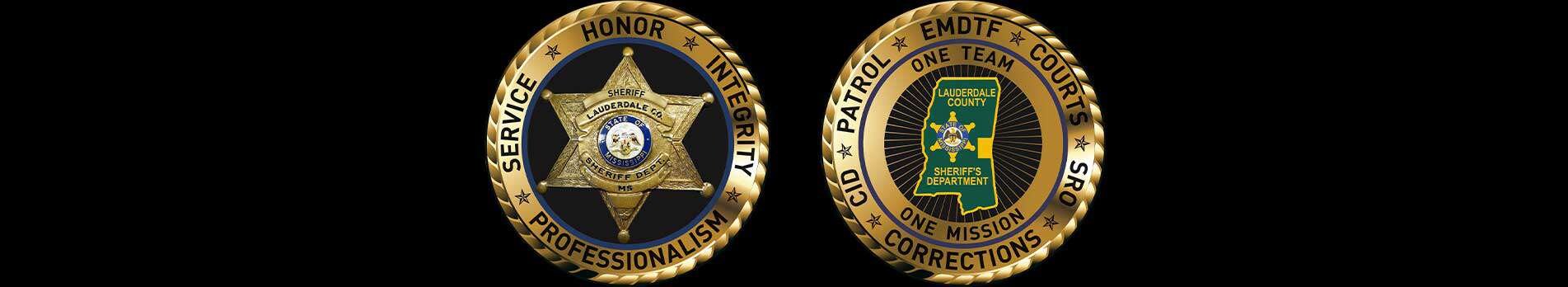 Two Lauderdale County Sheriff's Offices badges.