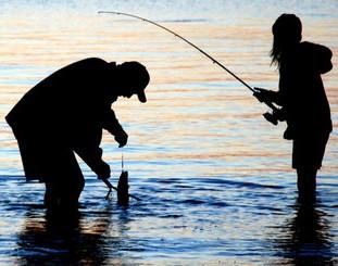Father and daughter fishing.